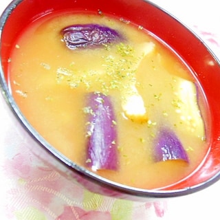 ❤茄子と丸天と青海苔＆生姜のお味噌汁❤